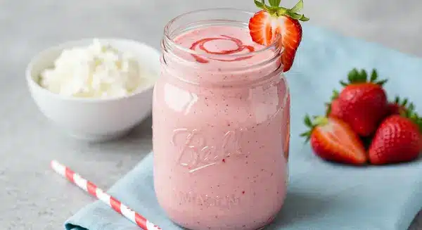 Strawberries & Cream Cottage Cheese Smoothie